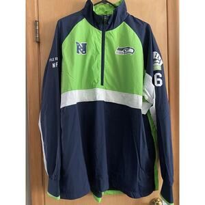 NWT NFL Men's XXL Seattle Seahawks 1/4 Zip Nylon Track Jacket Team